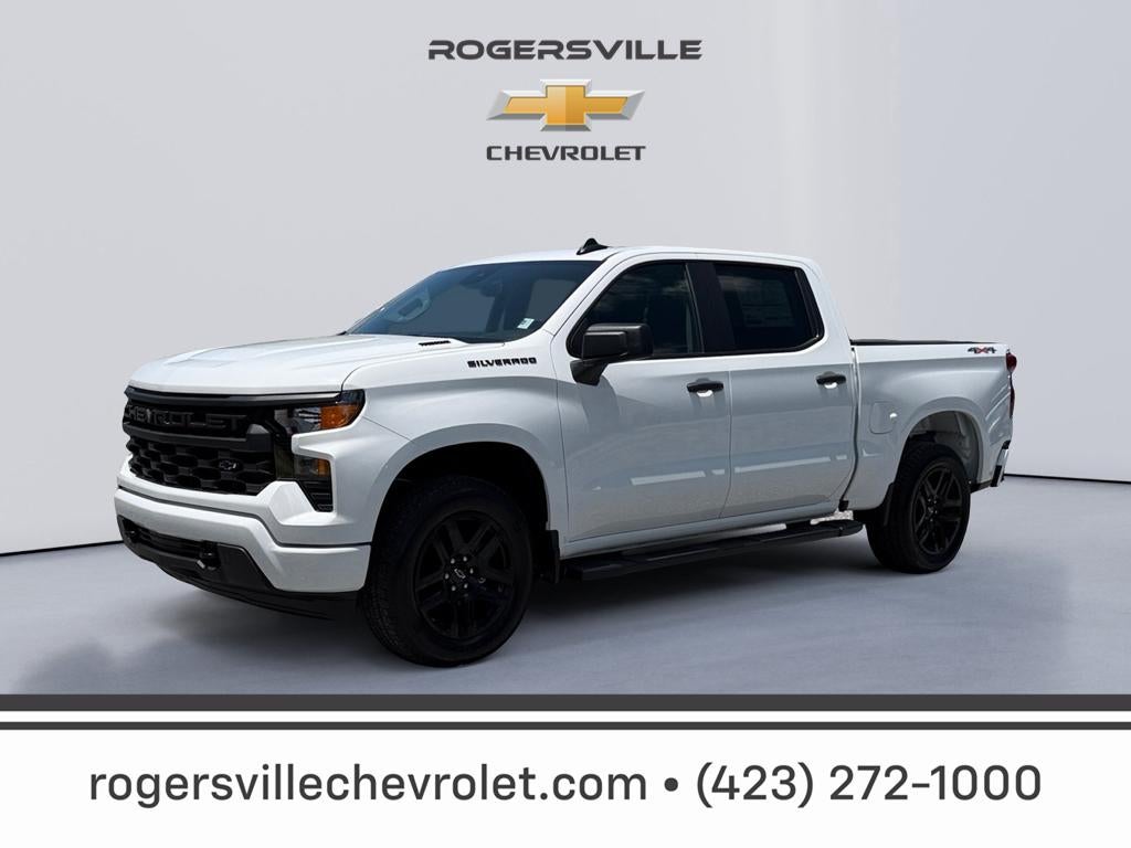 2026 Chevrolet Silverado 1500 Custom in Summit White — front three-quarter view