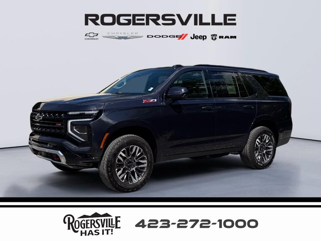 2025 Chevrolet Tahoe Z71 in Dark Ash Metallic — front three-quarter view